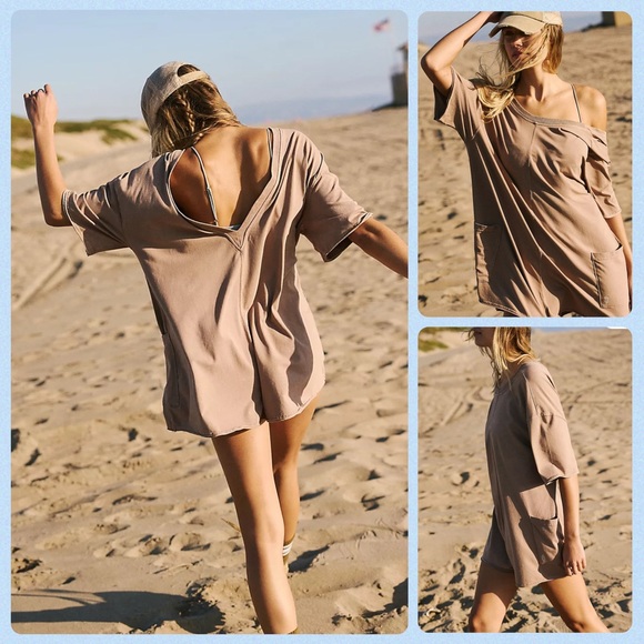 FP Movement by Free People Pants - 🍒(A037) NWOT Free People Hot Shot Tee Romper. Dark Tan. Size: Medium.